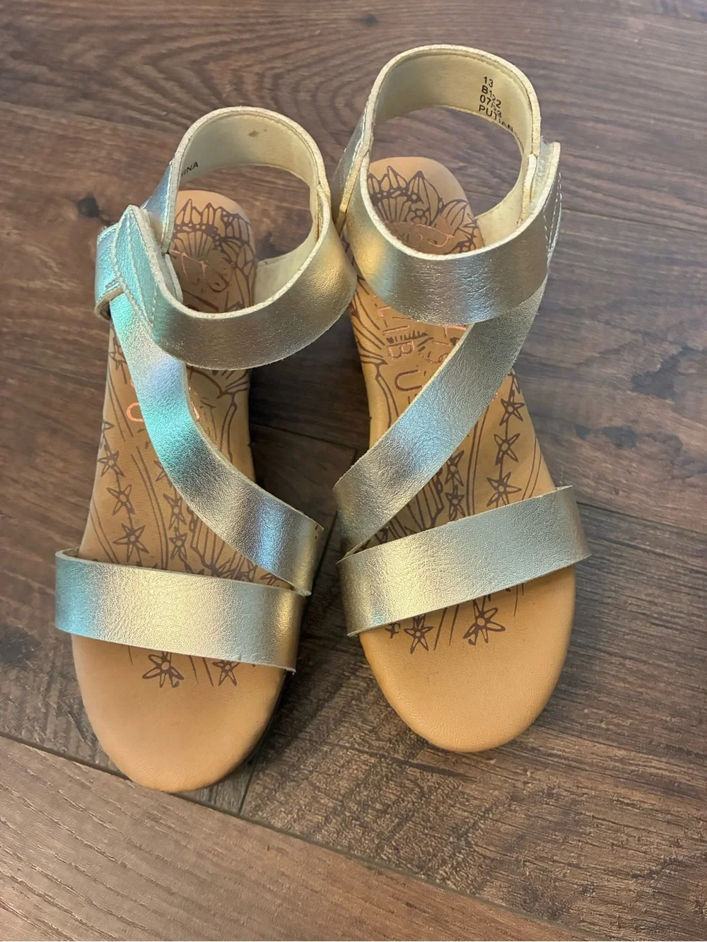 Girls Blowfish Gold Cork Wedge Sandals
